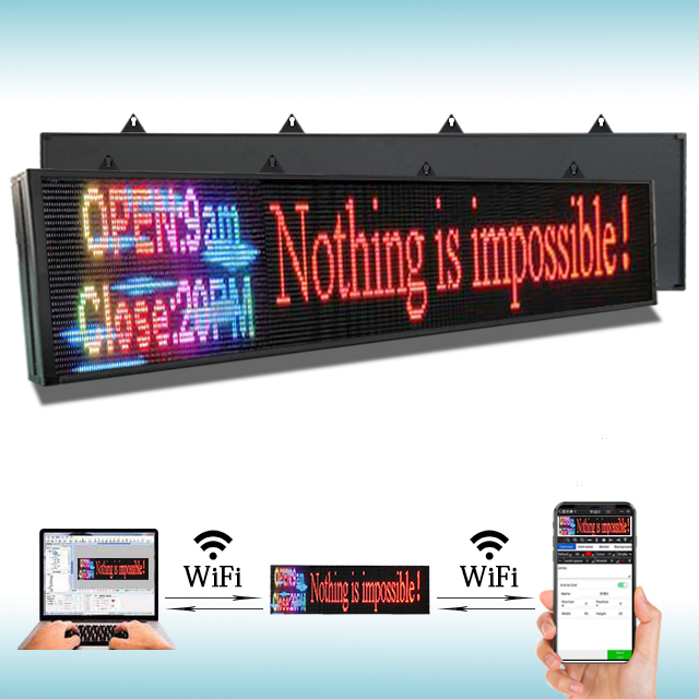 38"x 8" P6 Semi Outdoor Full Color LED Sign Programmable Scrolling Message Board 